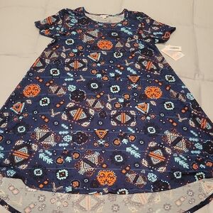 LuLaRoe Orange and Blue Short Sleeve Dress